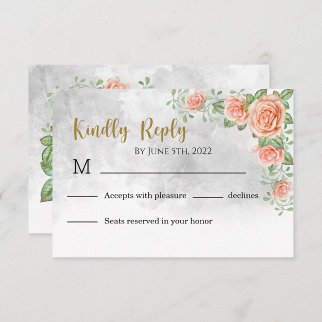 Blush Pink Floral Wedding RSVP Card (Front/Back)