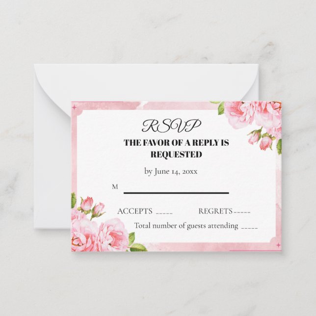 Blush Pink Floral Wedding RSVP Card (Front)