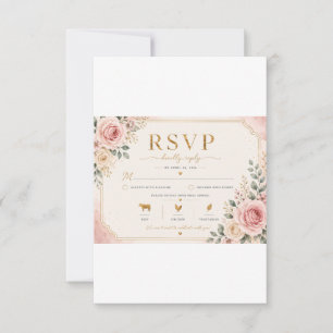 Blush Pink Floral Wedding RSVP Card Watercolor R