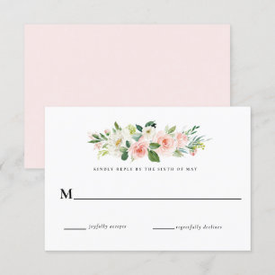 Blush Pink Floral Wedding RSVP Reply Invitation