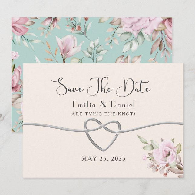 Blush Pink Floral Wedding Save The Date (Front/Back)