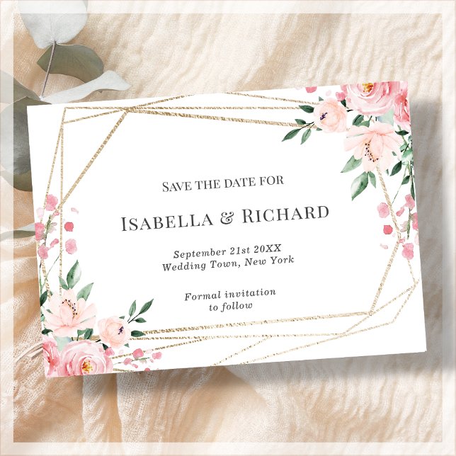 Blush Pink Floral Wedding  Save The Date (Creator Uploaded)