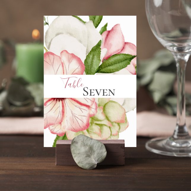 Blush Pink Floral Wedding Table Number Card (Creator Uploaded)