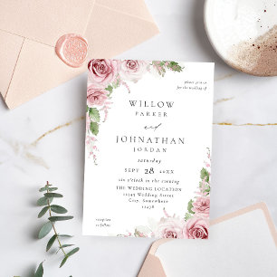 Blush Pink Floral Wedding V2 Invitation