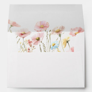 Blush Pink Floral Wildflower Wedding Envelope