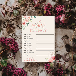 Blush Pink Floral Wishes for Baby Shower Card