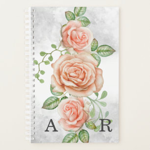 Blush Pink Floral with Personalised Monogram Planner