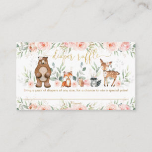 Blush Pink Floral Woodland Baby Diaper Raffle  Enclosure Card