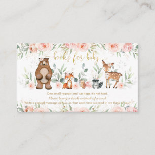 Blush Pink Floral Woodland Books for Baby Shower Enclosure Card