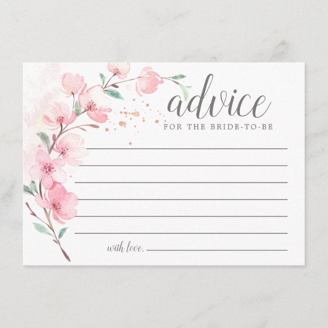 Blush Pink  Floral Words of Advice Card (Front)