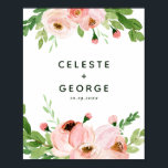 Blush pink floral wreath wedding poster<br><div class="desc">Blush pink floral watercolor wedding poster. Elegant floral watercolor design and beautiful script calligraphy. floral wreath wedding invitation. Soft muted tones add a calm elegance to this wedding suite.</div>