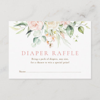 Blush Pink Florals Baby Shower Diaper Raffle Enclosure Card