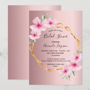 Blush  pink florals geometric bridal shower invitation