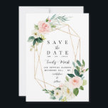 Blush Pink Florals, Greenery & Gold Save The Date<br><div class="desc">This WEDDING Save The Date Card template features elegant hand-painted watercolor blush pink florals and beautiful greenery.</div>