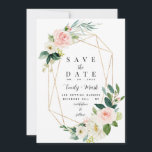 Blush Pink Florals, Greenery & Gold Save The Date<br><div class="desc">This WEDDING Save The Date Card template features elegant hand-painted watercolor blush pink florals and beautiful greenery.</div>