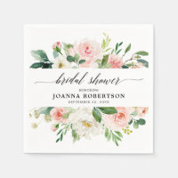 Blush Pink Florals Modern Botanical Bridal Shower