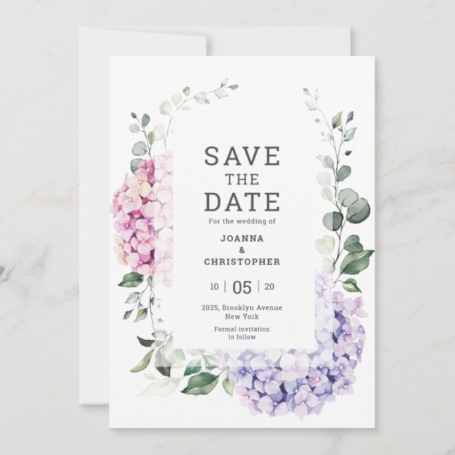Blush Pink Florals Modern Botanical Wedding Save The Date (Front)