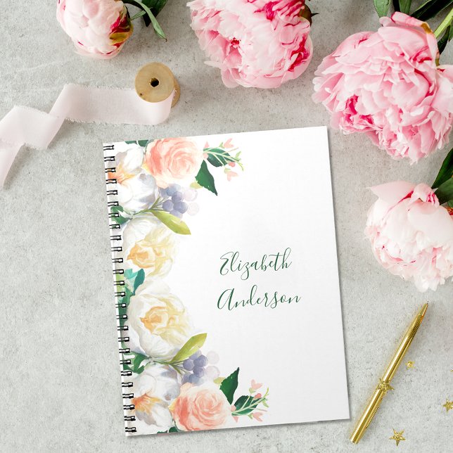 Blush pink florals monogram journal (Creator Uploaded)