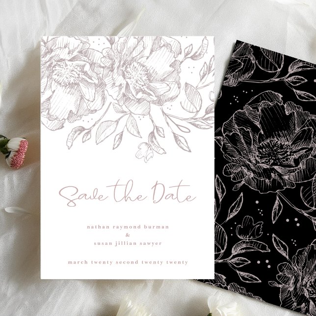Blush Pink Florals Non Photo Romantic Elegant Save The Date (Creator Uploaded)