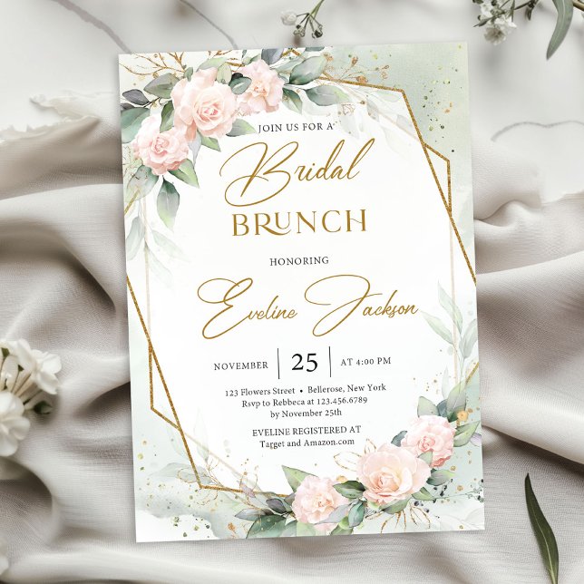 Blush pink flowers and eucalyptus bridal brunch invitation (Watercolor soft pastel pink roses eucalyptus gold frame bridal brunch invitation digital.jpg)