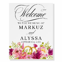 Blush Pink Flowers and Rings Wedding Welcome