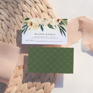 Blush Pink Flowers Baby Shower Diaper Raffle Enclosure Card