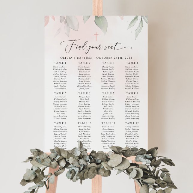 Blush Pink Flowers, Boho, Baptism Seating Chart (Creator Uploaded)