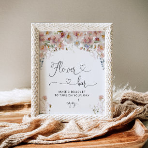 Blush Pink Flowers Bridal Shower Flower Bar Sign