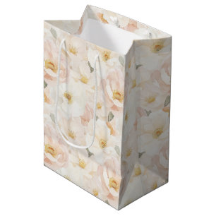Blush Pink Flowers Bridal Shower Medium Gift Bag
