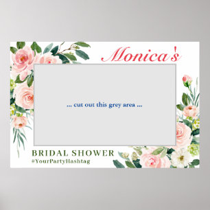 Blush Pink Flowers Bridal Shower Photo Frame Poster