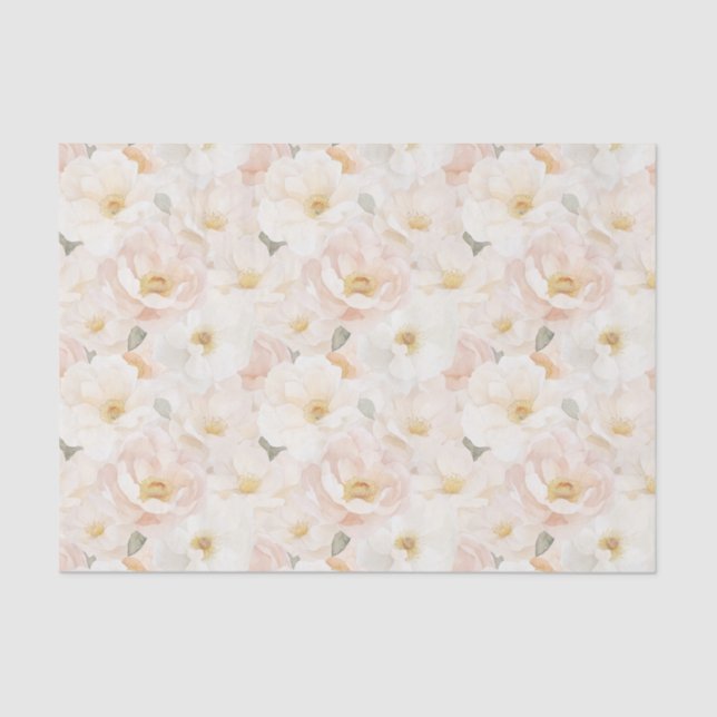 Blush Pink Flowers Bridal Shower Tissue Paper (Front)