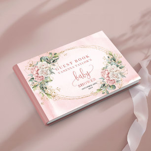 Blush Pink Flowers Eucalyptus Girl Baby Shower   Guest Book