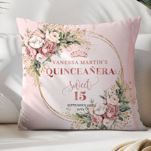 Blush Pink Flowers Eucalyptus Perfect Gift 15th Cushion