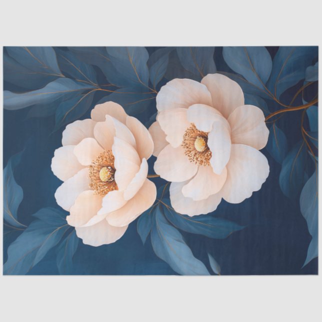 Blush Pink Flowers Floral Art Decoupage Tissue Paper (Front)