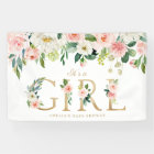 Blush Pink Flowers Gold It's a Girl Baby Shower