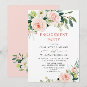 Blush Pink Flowers Greenery ENGAGEMENT PARTY Invitation