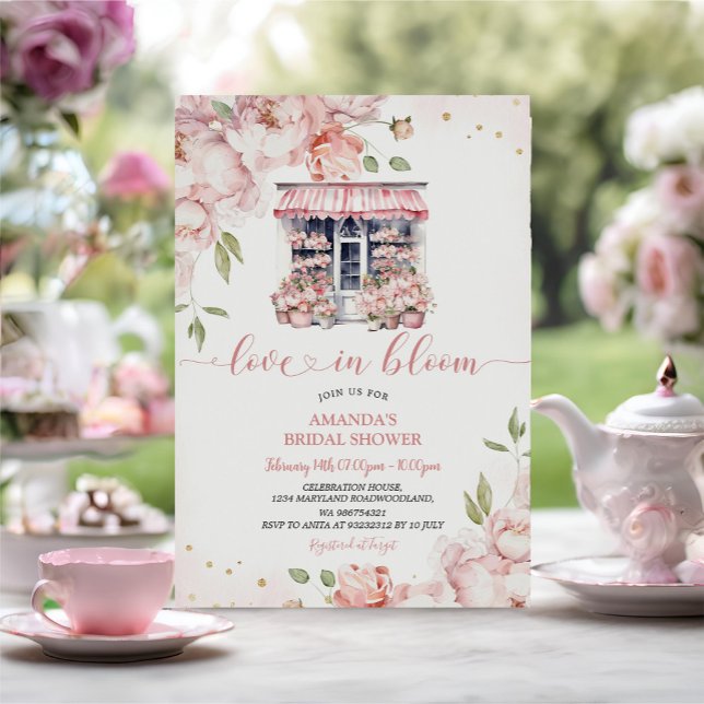 Blush Pink Flowers Love In Bloom Bridal Shower Invitation (Creator Uploaded)