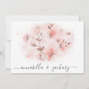 *~* Blush Pink Flowers RSVP QR AR26 Floral WEDDING Invitation