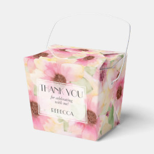 Blush Pink Flowers Takeout Favour Box