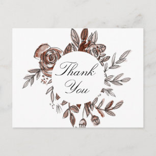 blush pink flowers thank you postcard