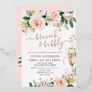 Blush Pink Flowers Watercolor Bridal Brunch Gold