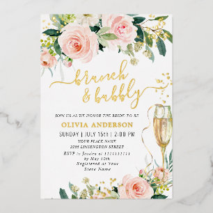 Blush Pink Flowers Watercolor Bridal Brunch Gold