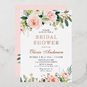 Blush Pink Flowers Watercolor Bridal Shower Gold