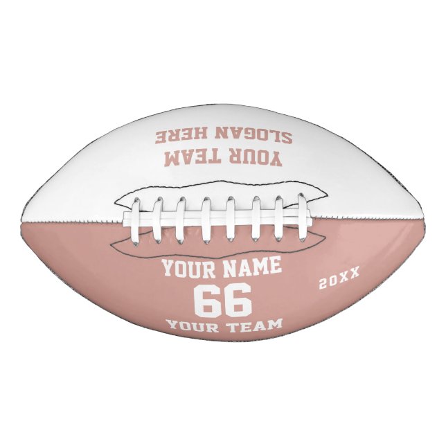 Blush Pink Football with Name, Number, Team American Football (Front)