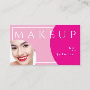 Blush Pink Fuchsia White Caps Photo Makeup Business Card