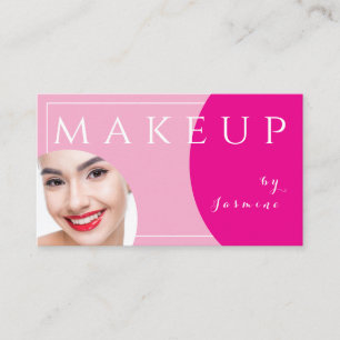 Blush Pink Fuchsia White Caps Photo Makeup Business Card