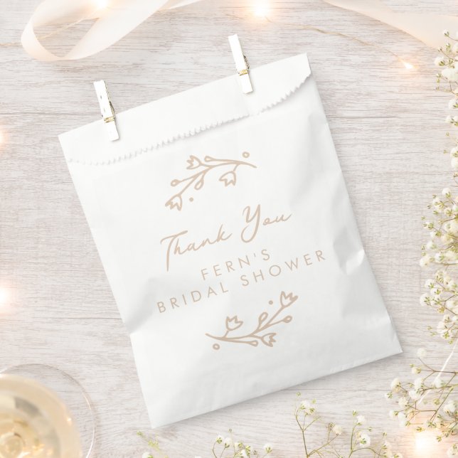 Blush Pink Garden Floral Bridal Shower Thank You Favour Bags (Clipped)