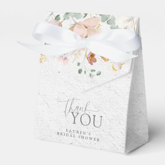 Blush Pink Garden Flowers Bridal Shower Thank You Favour Box (Front Side)