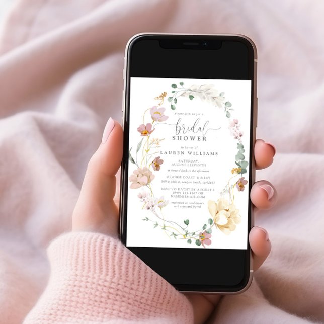 Blush Pink Garden Flowers Script Bridal Shower Invitation (Creator Uploaded)