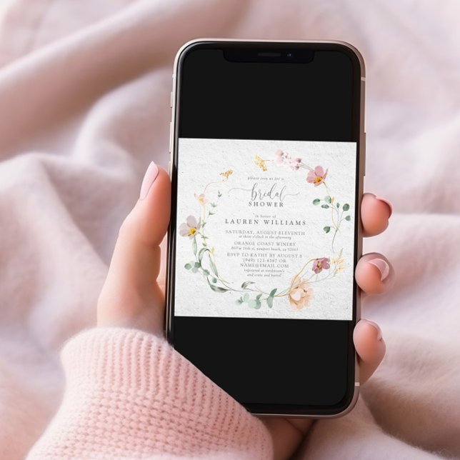 Blush Pink Garden Flowers Wreath Bridal Shower Invitation (Creator Uploaded)